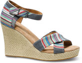 Thumbnail for your product : Toms Blue Denim Stripe Women's Strappy Wedges