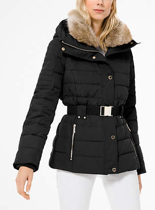 quilted down and faux fur parka michael kors