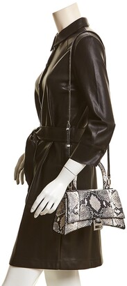 Balenciaga Hourglass Small Snake-Embossed Leather Top Handle Shoulder Bag