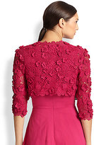Thumbnail for your product : Oscar de la Renta Silk Floral Crochet Cardigan