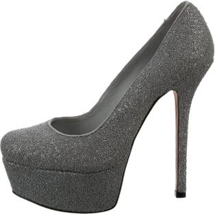Alice + Olivia Silver Glitter Accents Pumps