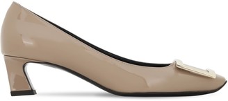 taupe patent leather pumps