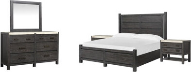 Latitude Run Panel Bed 2 Open Nightstands And Drawer Dresser With Landscape Mirror