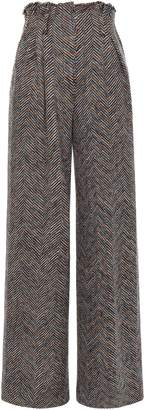 Missoni Herringbone Wool And Cotton-blend Wide-leg Pants