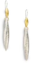 Thumbnail for your product : Gurhan Curve 24K Yellow Gold & Sterling Silver Long Wheat Drop Earrings