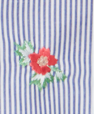 Charter Club Petite Cotton Striped Embroidered-Floral Shirt, Created for Macy's