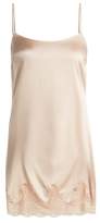 Thumbnail for your product : Fleur of England Lace-trimmed Silk-blend Slip Dress - Womens - Light Pink