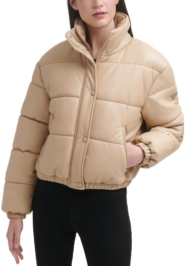 guess puffer jacket with hood women's