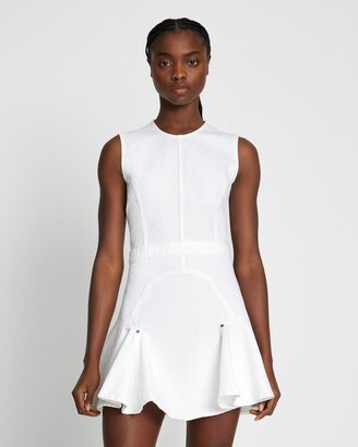 7 For All Mankind Denim Flounce Dress Mini in Brilliant White