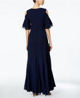 Thumbnail for your product : R & M Richards Embellished Cold-Shoulder Gown