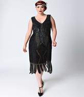 Thumbnail for your product : Unique Vintage Plus Size 1920s Black Beaded Sleeveless Hawkins Flapper Dress