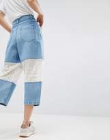 Thumbnail for your product : ASOS Broderie Insert Jeans In Lightblue Wash