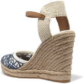 Thumbnail for your product : Tory Burch Lucia Leather And Canvas Wedge Espadrilles