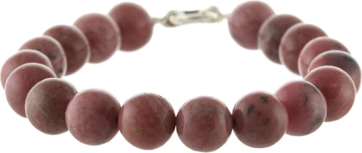 Etsy 925 Sterling Silver Lock Clasp Bracelet/Natural 10mm Rhodonite 6\