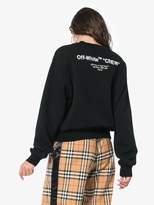 Thumbnail for your product : Off-White long sleeve cropped logo embroidered cotton sweatshirt