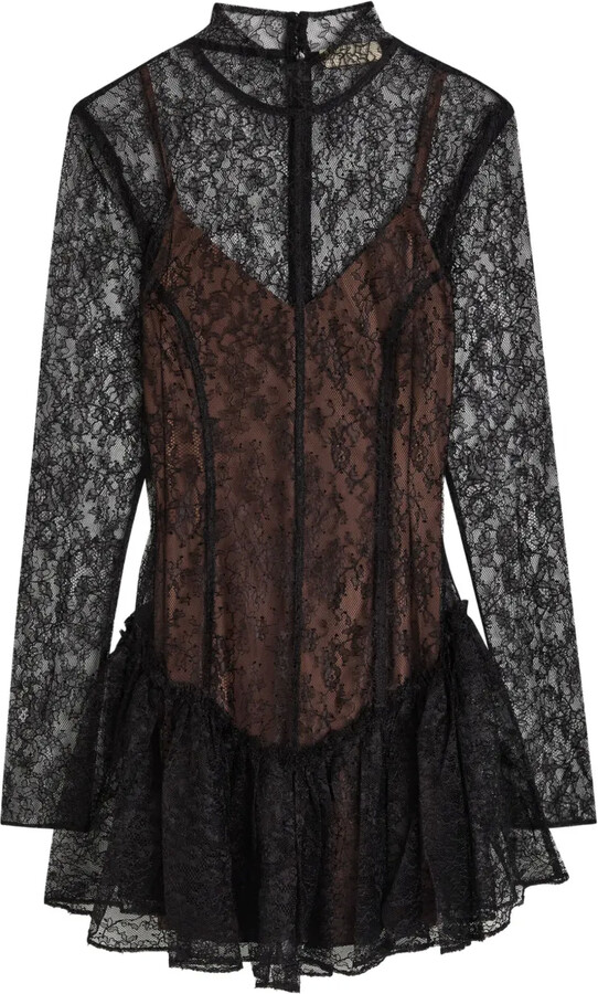 De La Vali Brisa lace ruffled mini dress