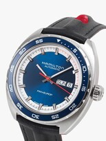 Thumbnail for your product : Hamilton H35405741 Men's American Classic Pan Europ Automatic Day Date Leather Strap Watch, Black/Navy