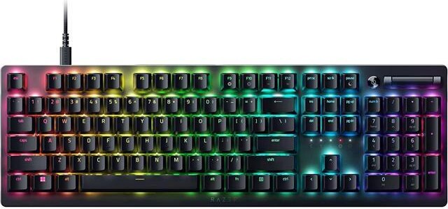 Open Box - Razer DeathStalker V2 Gaming Keyboard: Low-Profile Keys - Linear Red Optical Switches - Ultra-Durable Coated Keycaps - Durable Aluminum...