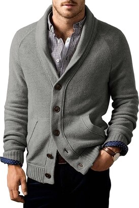 Amazon Cardigan Men's Cable Knit Cardigan Sweaters POHADON Sweater