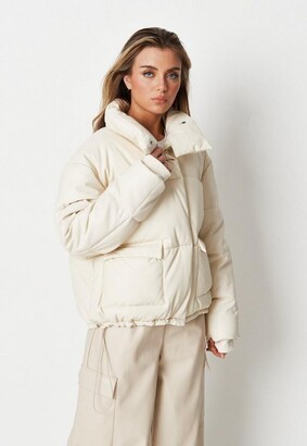 Missguided White Faux Leather Puffer Coat - ShopStyle