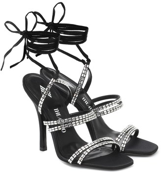 satin lace up sandals