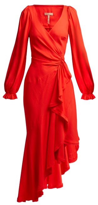 womens red wrap dress