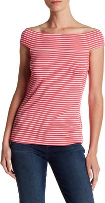 Cable & Gauge Striped Off-the-Shoulder Fitted Tee