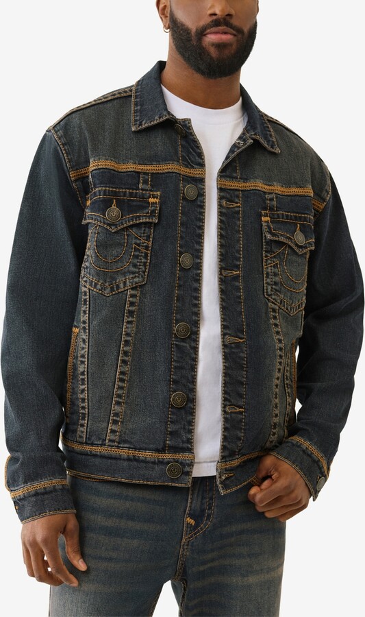 True Religion Men's Super Flatlock Stitch Trucker Jacket