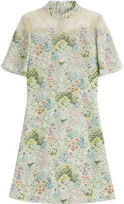 Valentino Printed Silk Dress with Lace