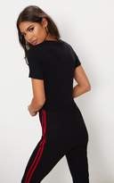 Thumbnail for your product : PrettyLittleThing Black Jersey Short Sleeve Tie Front T Shirt