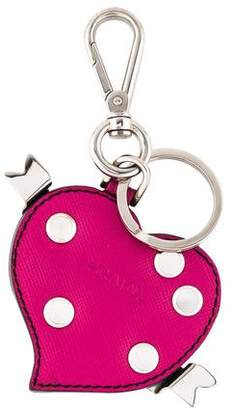 Prada Saffiano Heart Keychain