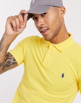 Thumbnail for your product : Polo Ralph Lauren player logo slim fit pique polo in yellow