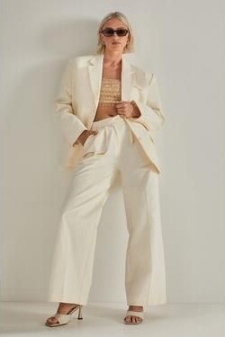 Twill Buckle Halter Neck Vest Pants Shorts Overszied Blazer Matching Set