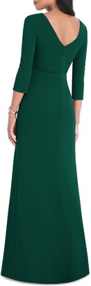 After Six Surplice Stretch Crepe Trumpet Gown