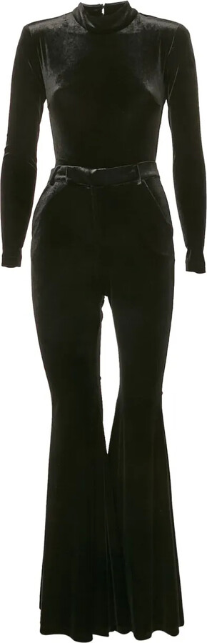 The New Arrivals Ilkyaz Ozel 2000s Velvet Flared Jumpsuit