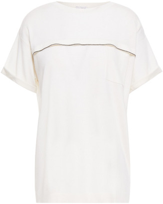 Brunello Cucinelli Bead-embellished Cashmere And Silk-blend Top