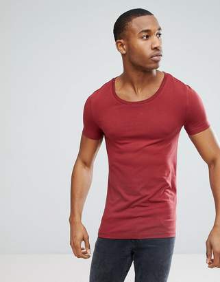 ASOS Design Muscle Fit T-Shirt With Scoop Neck In Red