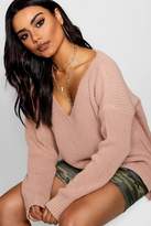 Thumbnail for your product : boohoo Oversized V Neck Jumper