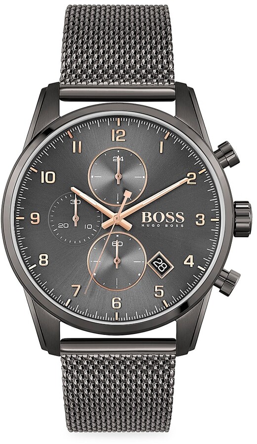HUGO BOSS Pilot Edition Black Stainless Steel & Leather-Strap Chronograph  Watch - ShopStyle