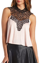 Thumbnail for your product : Charlotte Russe Crocheted Lace Mock Neck Halter Crop Top