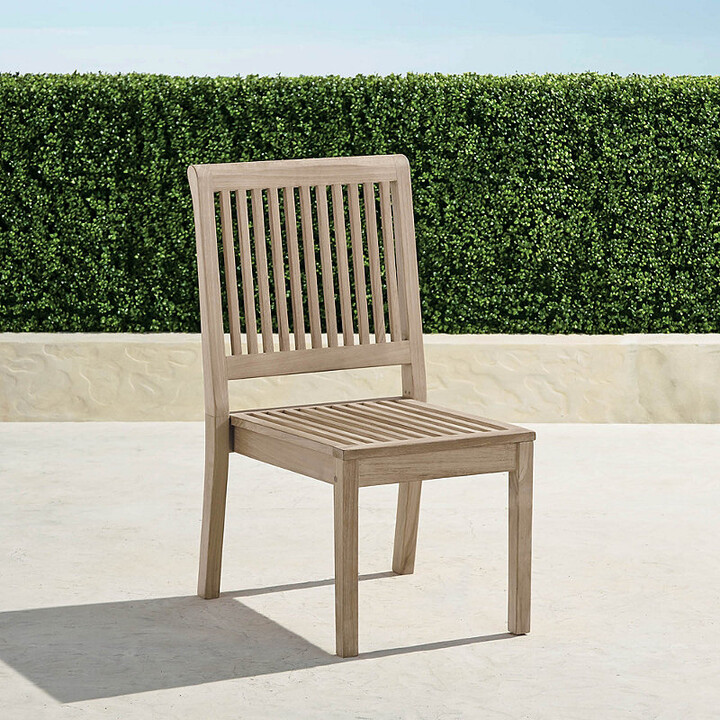 Frontgate Set of 2 Cassara Stacking Side Chairs in Weathered Teak