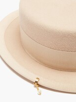 Thumbnail for your product : Ruslan Baginskiy Faux-pearl Chain Wool-felt Hat - Beige