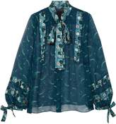 Thumbnail for your product : Anna Sui Cosmos Pussy-bow Crinkled-chiffon Blouse