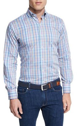 Peter Millar Crown Pin-Plaid Long-Sleeve Sport Shirt