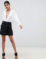 Thumbnail for your product : ASOS Design DESIGN double breasted tux mini skirt with satin pockets