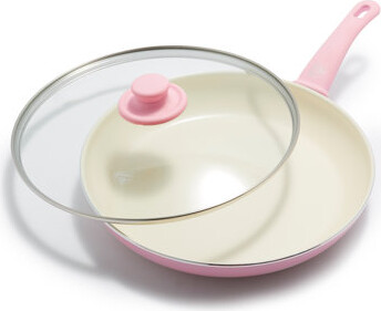 GreenLife Soft Grip Healthy Ceramic Nonstick, 12" Frying Pan Skillet With Lid, PFAS-Free