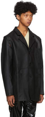 Telfar Black Faux-Leather Detachable Jacket