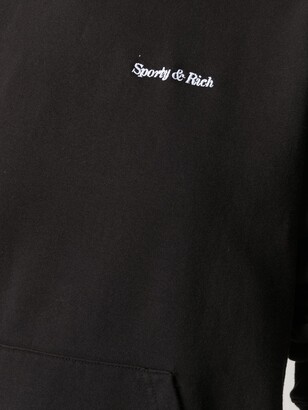 Sporty & Rich Embroidered-Logo Cotton Hoodie