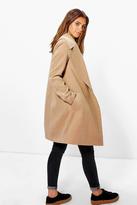 Thumbnail for your product : boohoo Petite Rebecca Oversized Camel Collar Duster Coat