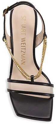 Stuart Weitzman Roxanna Chain-Detail Mesh & Leather High-Heel Sandals